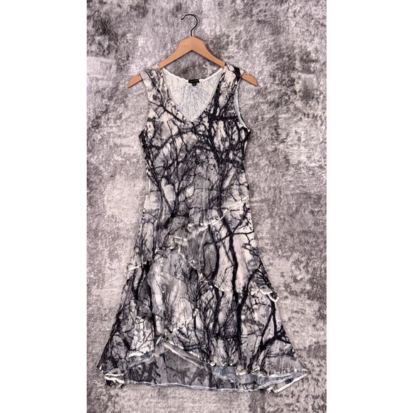 Komarov Dress Medium Womens Printed Charmeuse Crinkle Asymmetrical Tiered - Picture 1 of 8